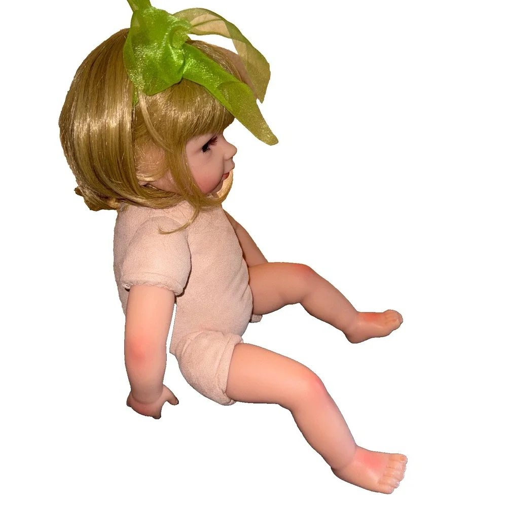 NPK Baby Girl Doll Realistic Weighted Blonde Blue Eyes Soft Body Vinyl Toy 19